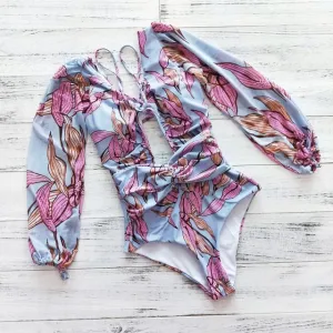 Vintage One Piece Long Sleeve Swimsuit Anna Kay Co