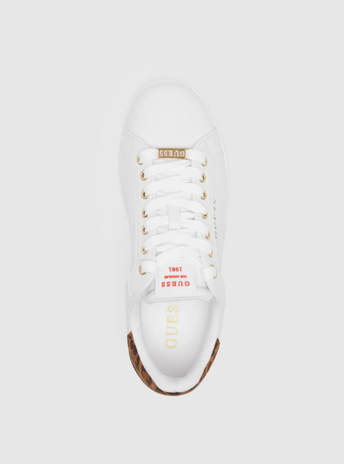 White Brown Roki Low-Top Sneakers Guess
