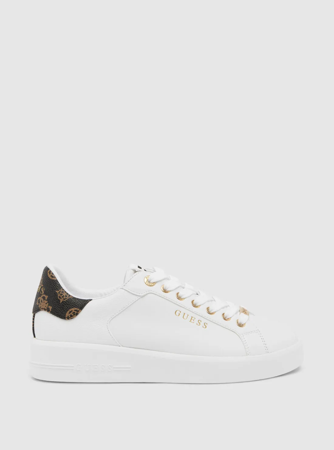 White Roki Low-Top Sneakers Guess