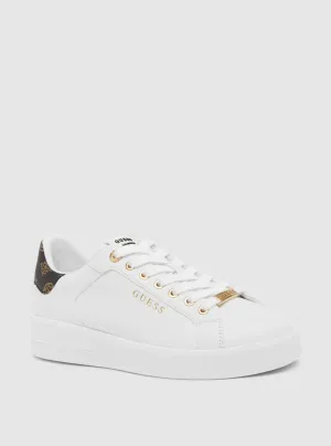 White Roki Low-Top Sneakers Guess