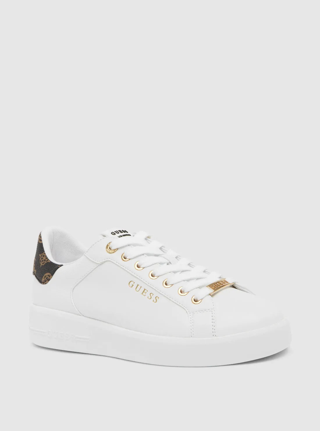 White Roki Low-Top Sneakers Guess