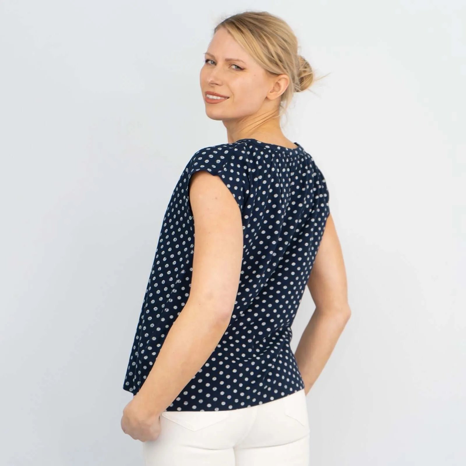 White Stuff Navy Rae Floral Sleeveless Casual Tops