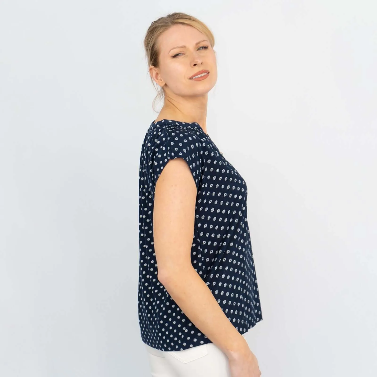 White Stuff Navy Rae Floral Sleeveless Casual Tops