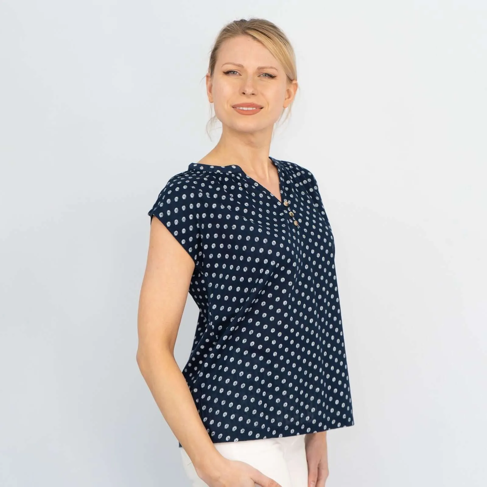 White Stuff Navy Rae Floral Sleeveless Casual Tops
