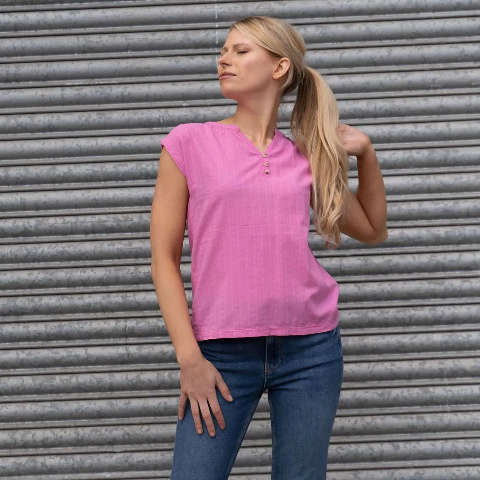 White Stuff Sleeveless Pink Vest Cotton Tops