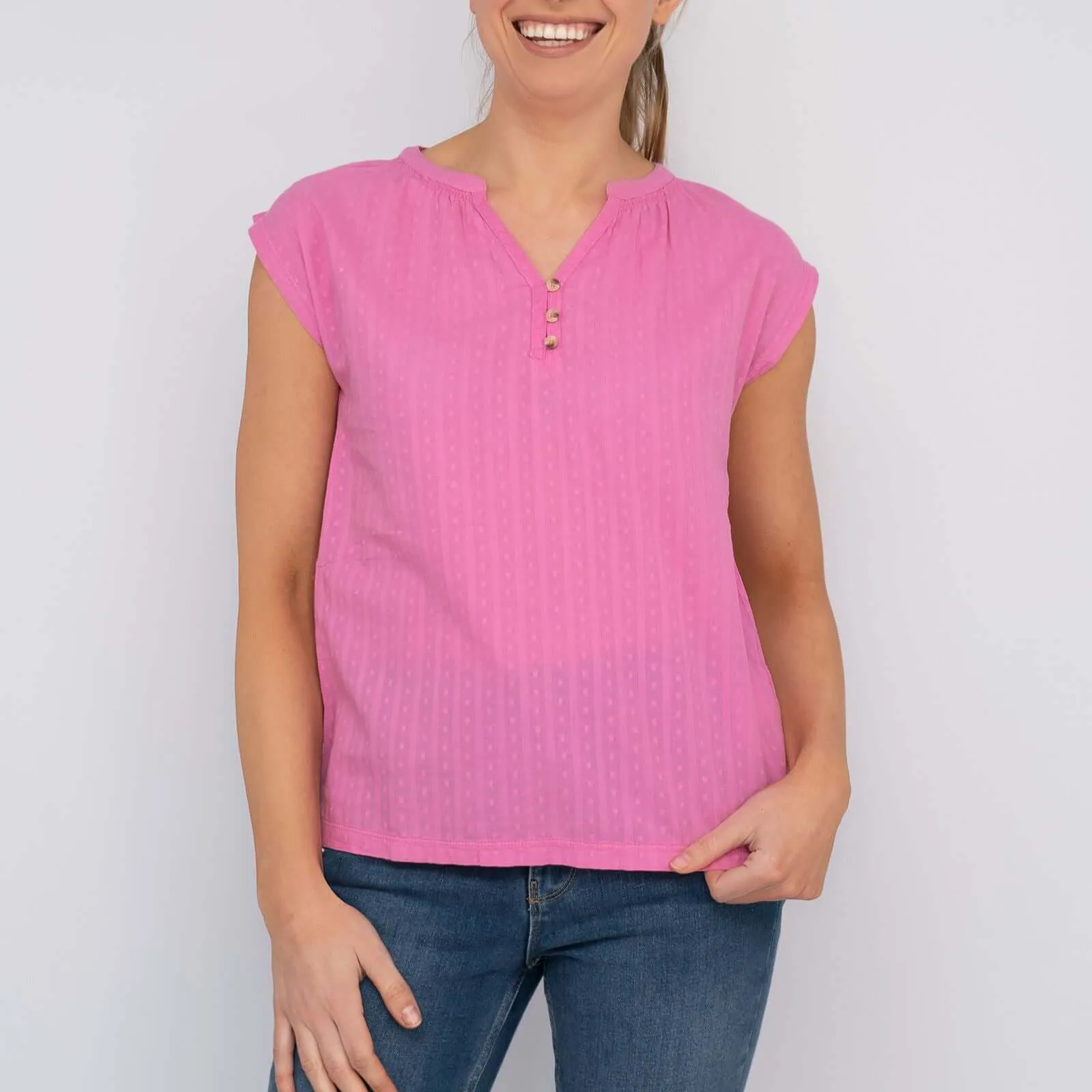 White Stuff Sleeveless Pink Vest Cotton Tops