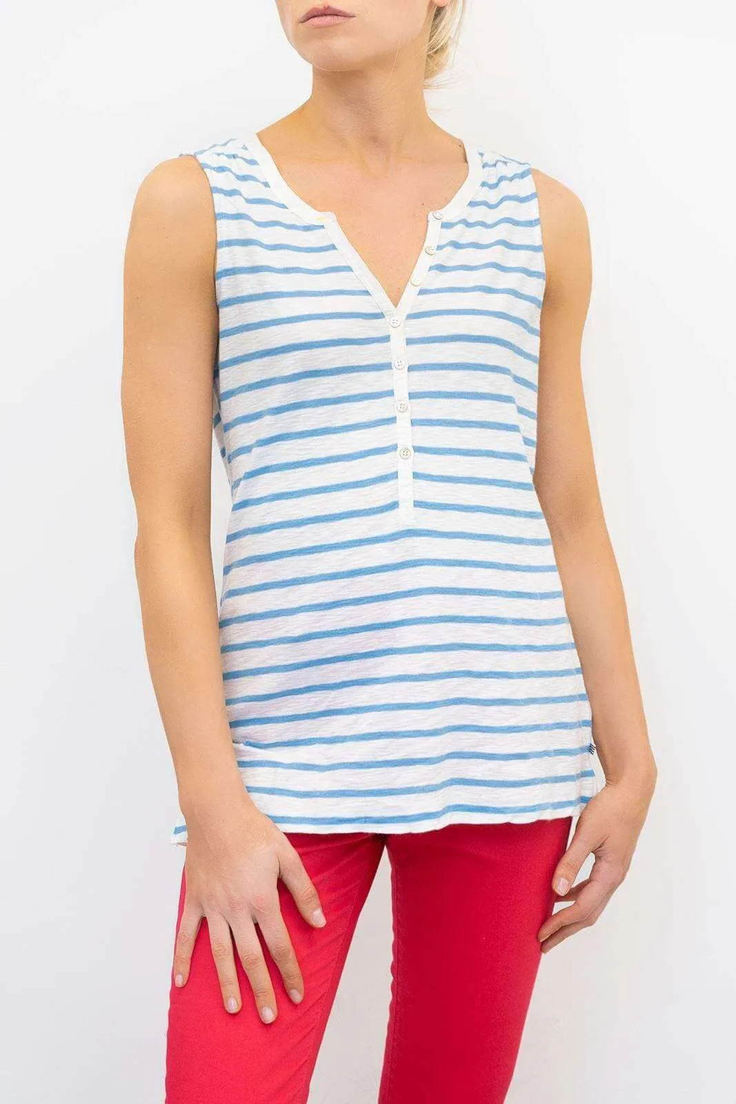 White Stuff Vest Sleeveless Button Up Cotton Jersey Summer Casual Tops