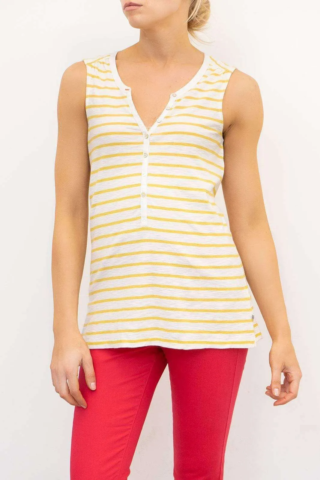 White Stuff Vest Sleeveless Button Up Cotton Jersey Summer Casual Tops