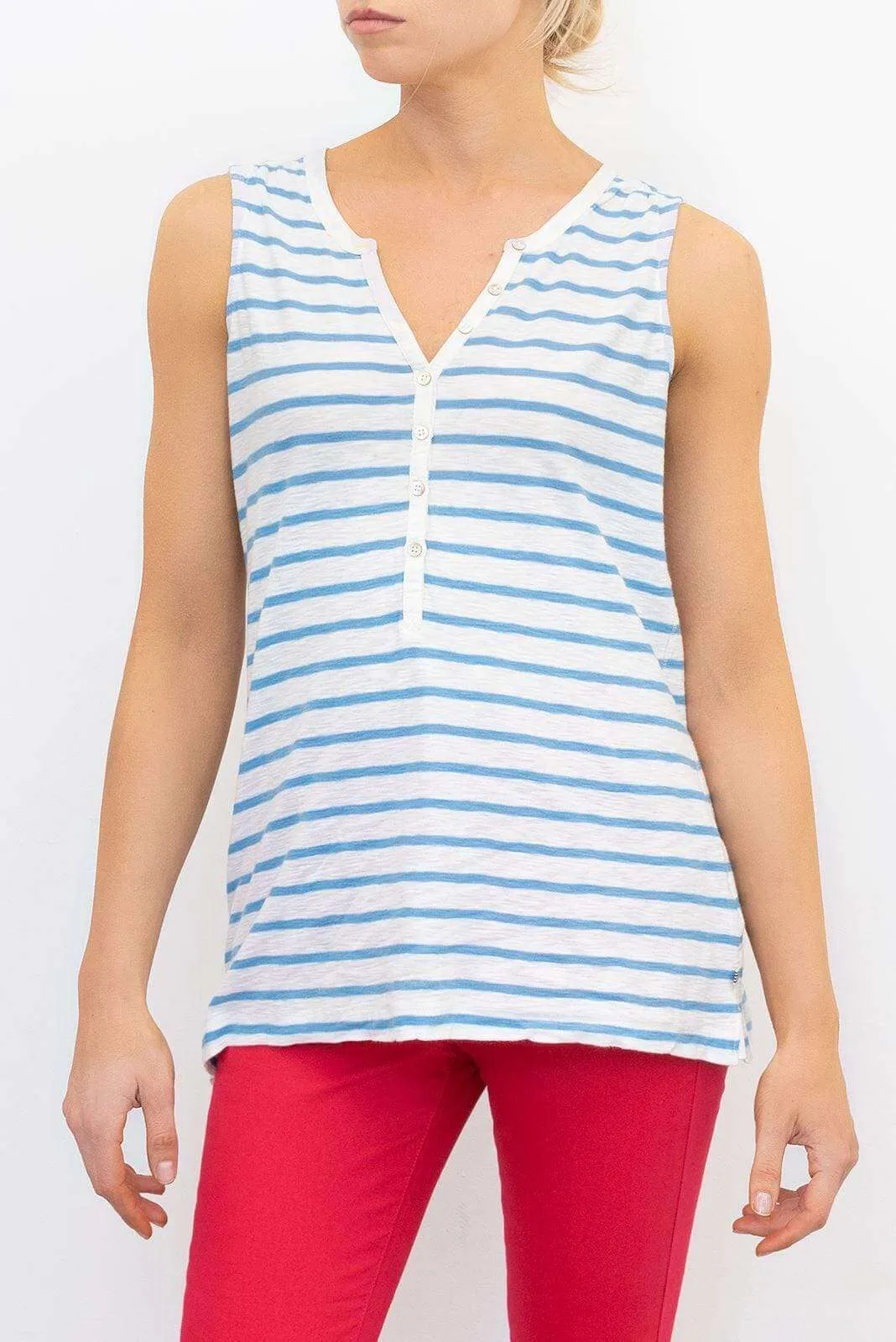 White Stuff Vest Sleeveless Button Up Cotton Jersey Summer Casual Tops