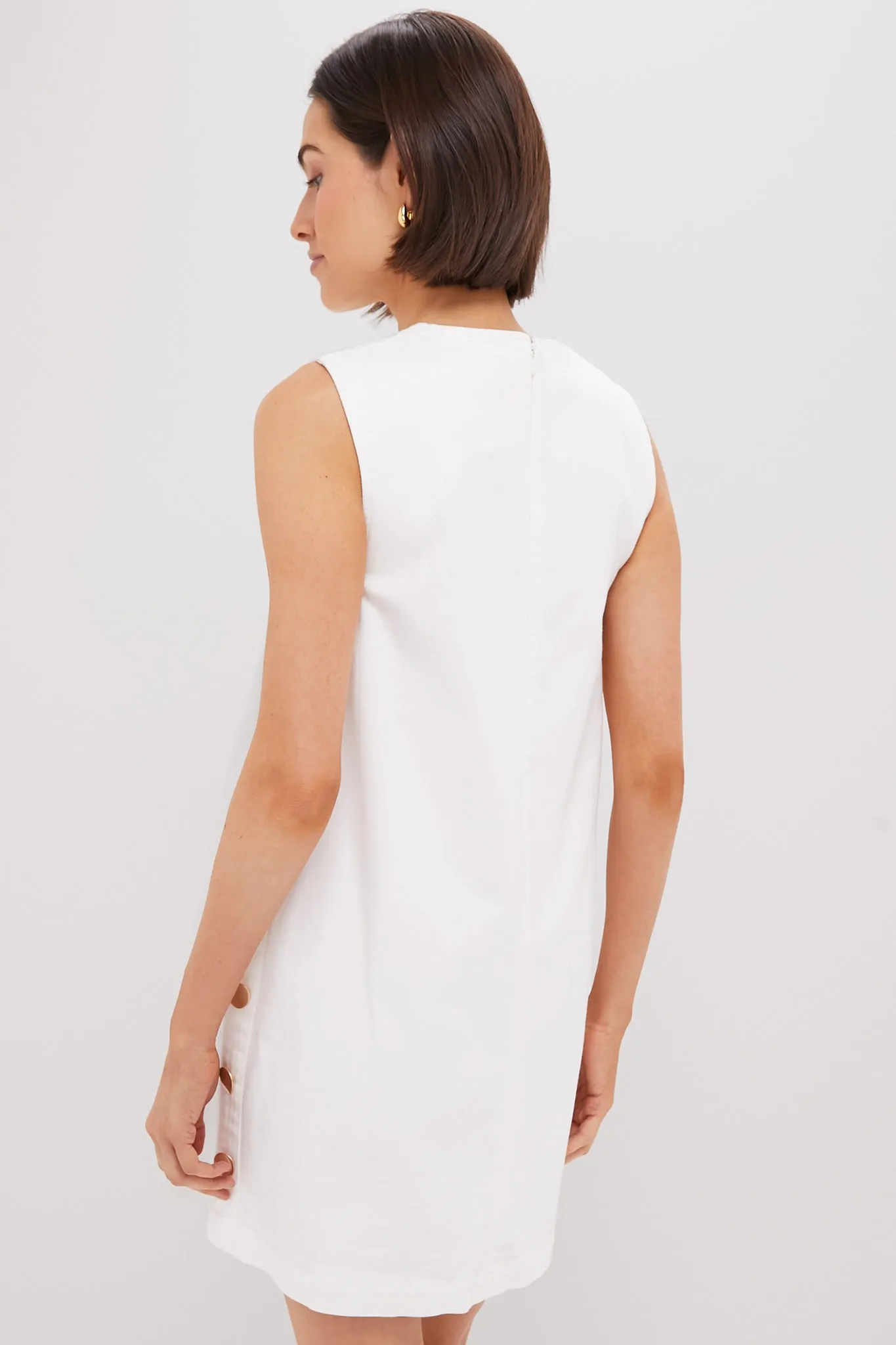 White Twill Button Bitsy Dress