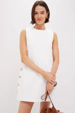White Twill Button Bitsy Dress