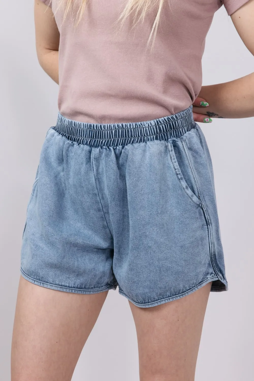 Wishlist Pull On Washed Denim Shorts for Women | WL24-9281B-DENIM