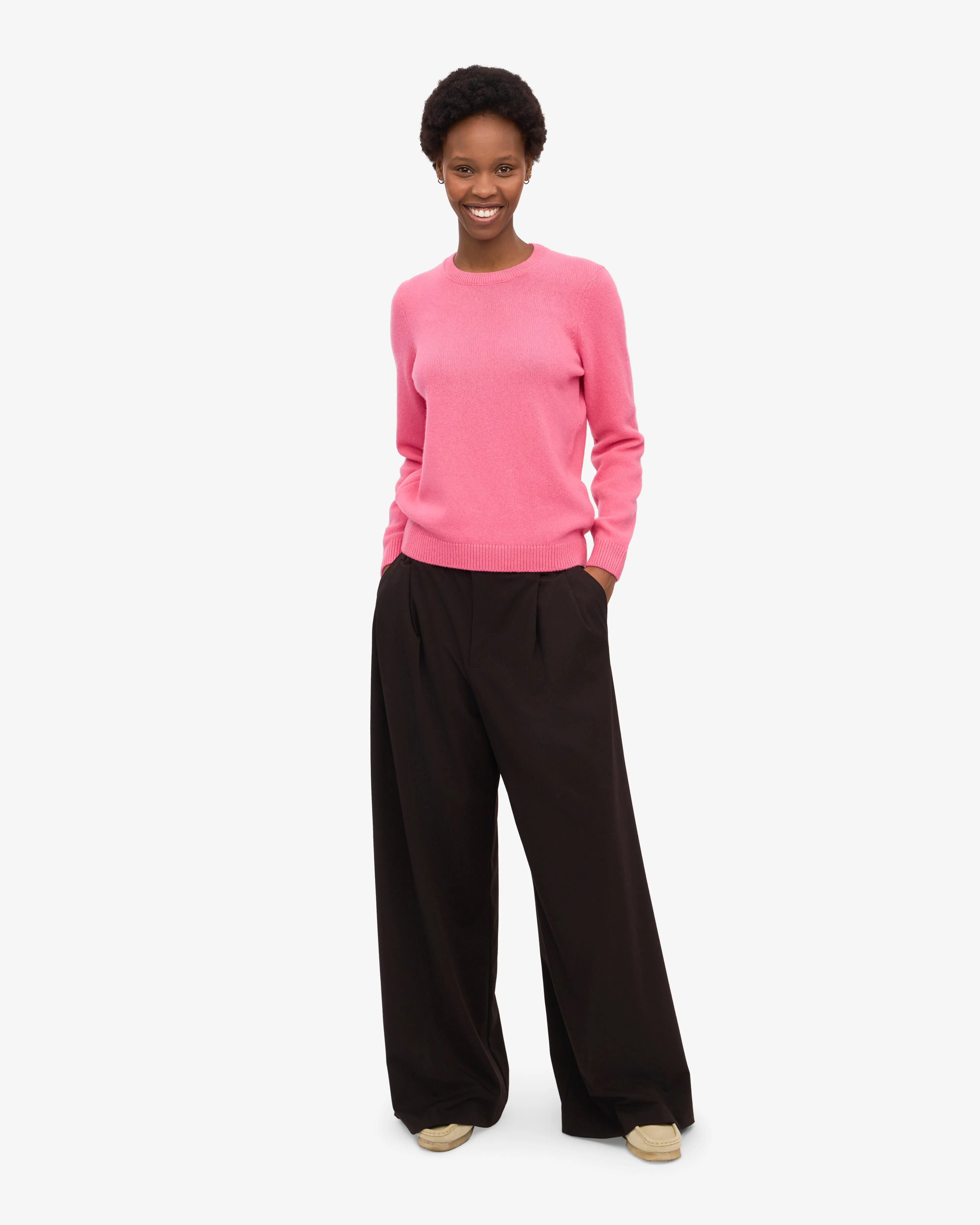Women Classic Merino Wool Crew - Bubblegum Pink