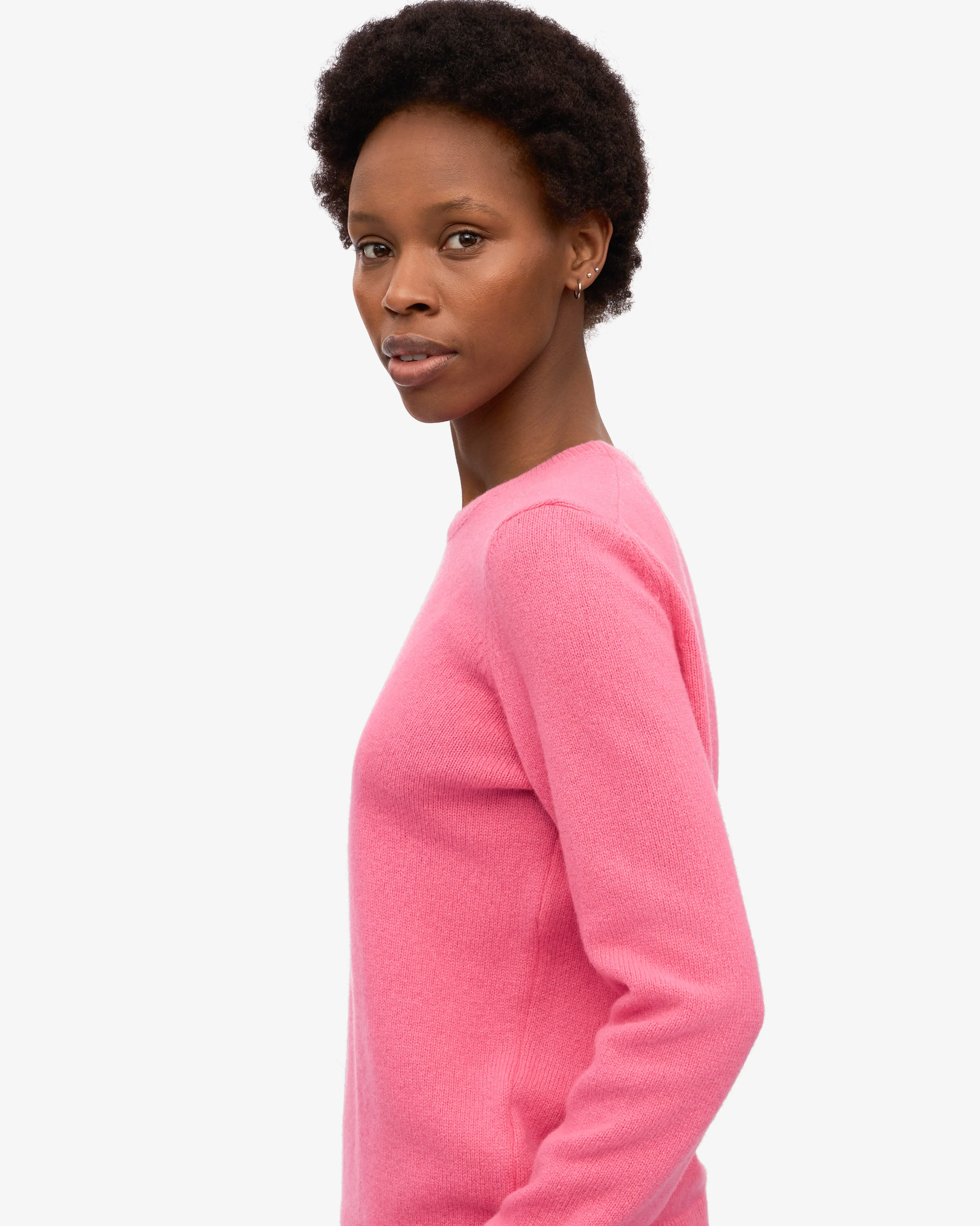 Women Classic Merino Wool Crew - Bubblegum Pink