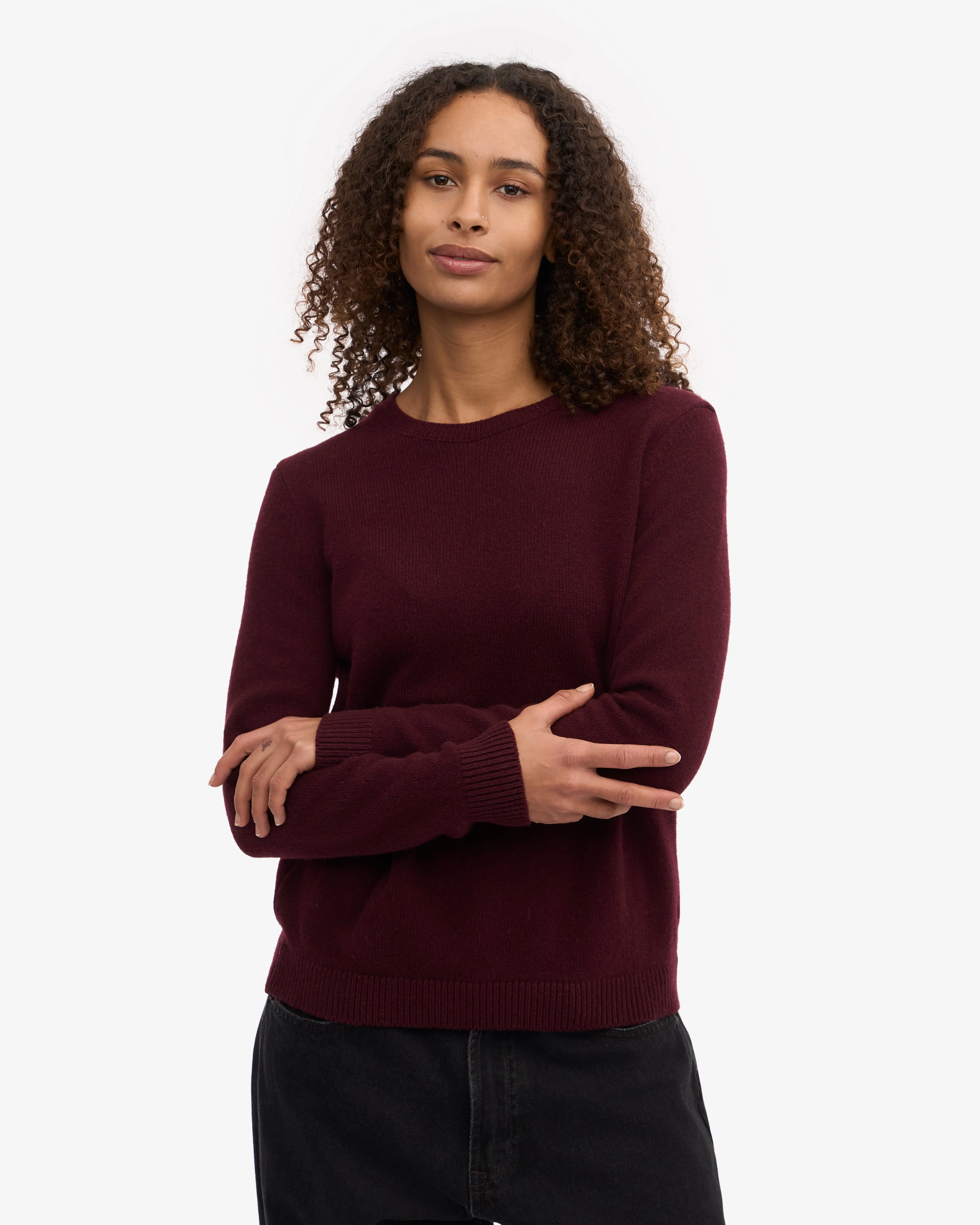 Women Classic Merino Wool Crew - Oxblood Red