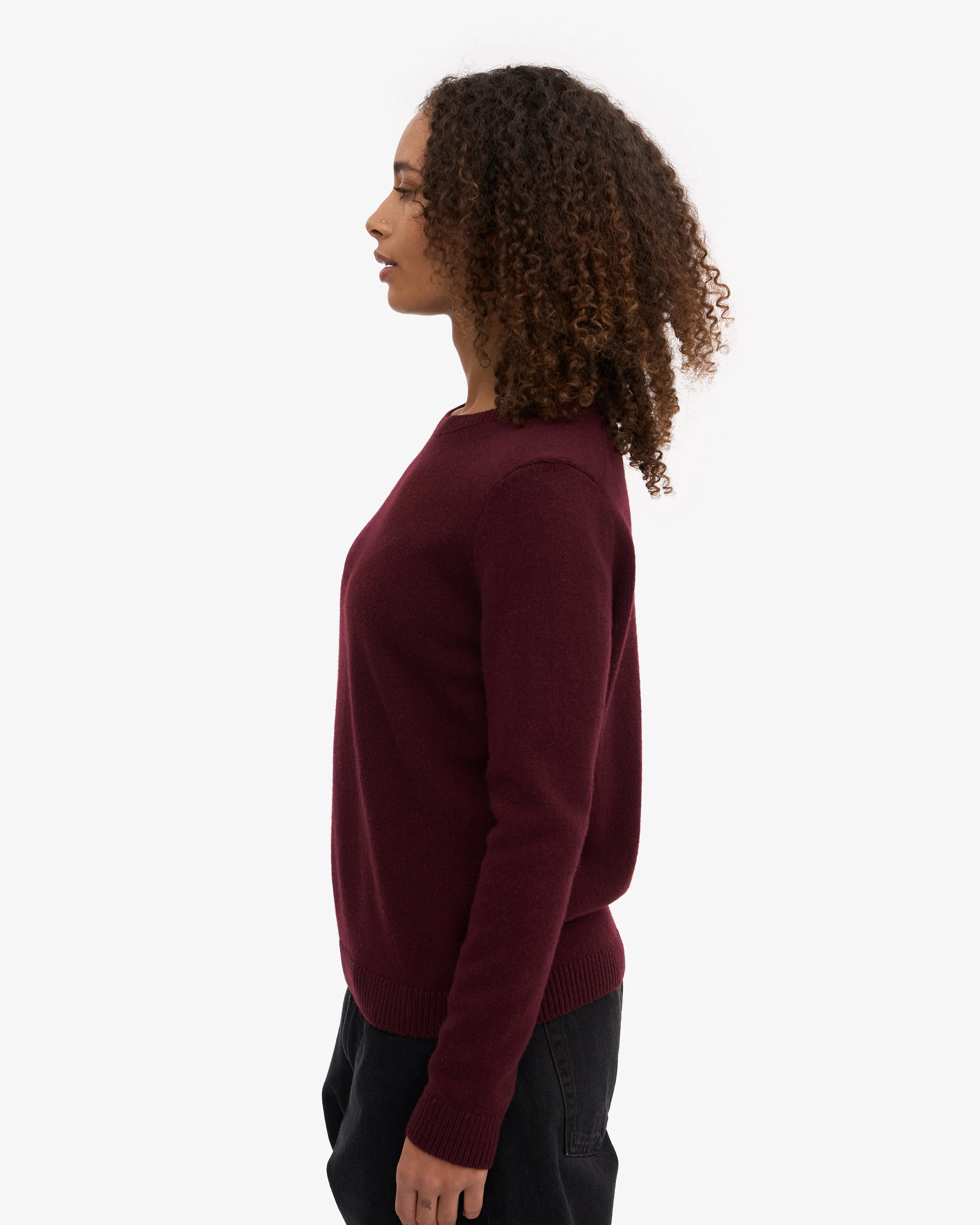 Women Classic Merino Wool Crew - Oxblood Red