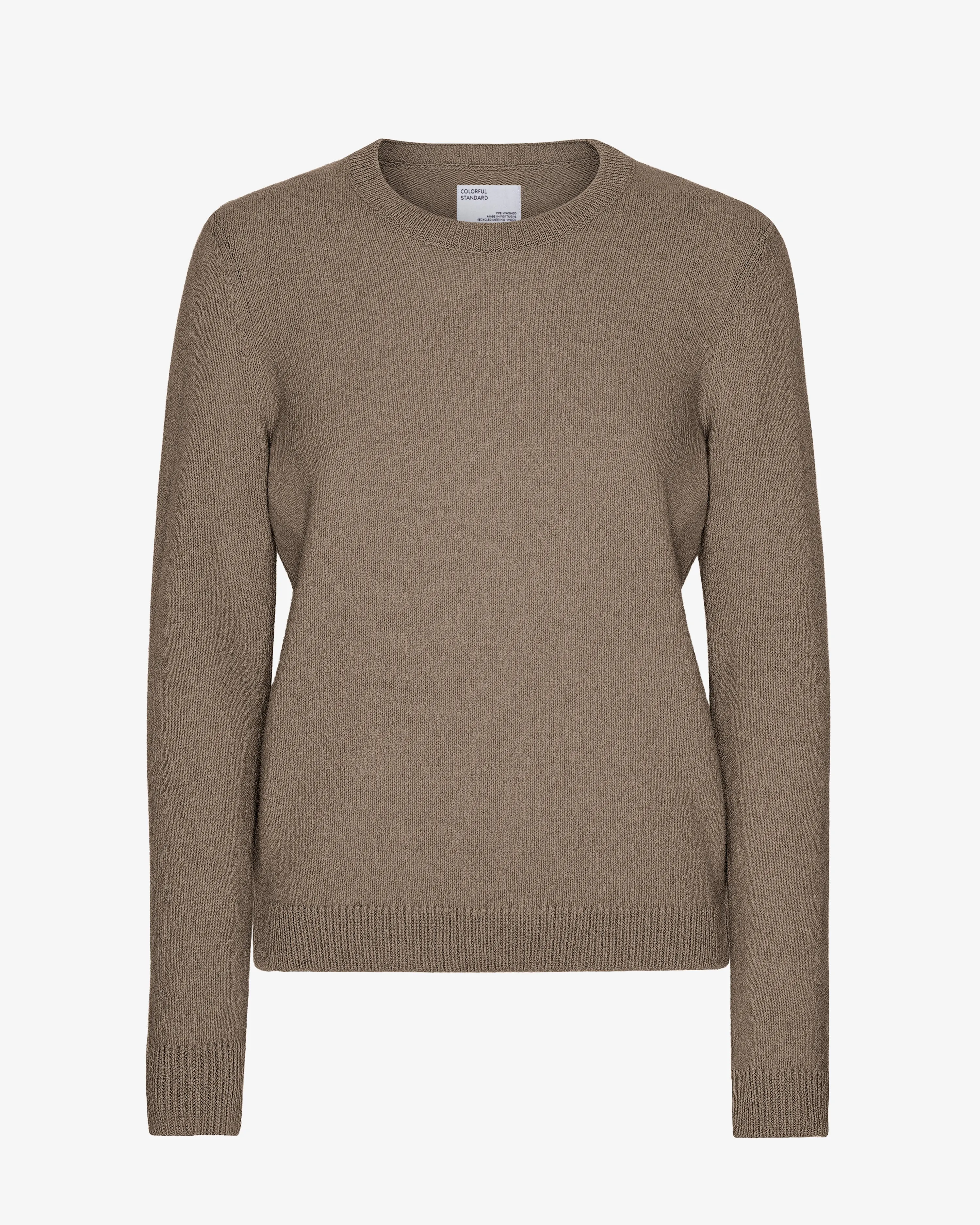 Women Classic Merino Wool Crew - Warm Taupe