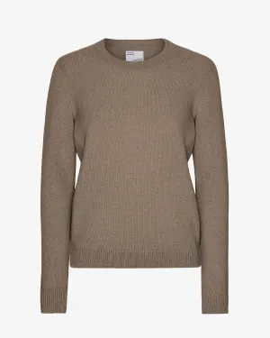 Women Classic Merino Wool Crew - Warm Taupe