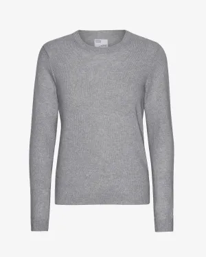 Women Light Merino Wool Crew - Heather Grey