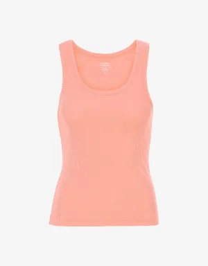 Women Organic Rib Tank Top - Bright Coral