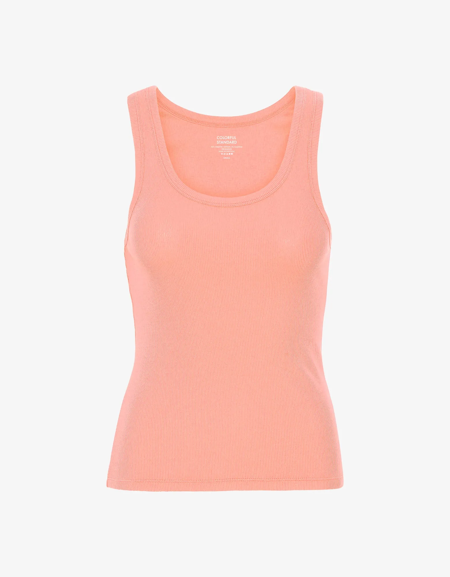 Women Organic Rib Tank Top - Bright Coral