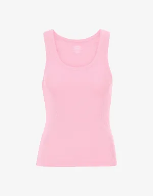Women Organic Rib Tank Top - Flamingo Pink