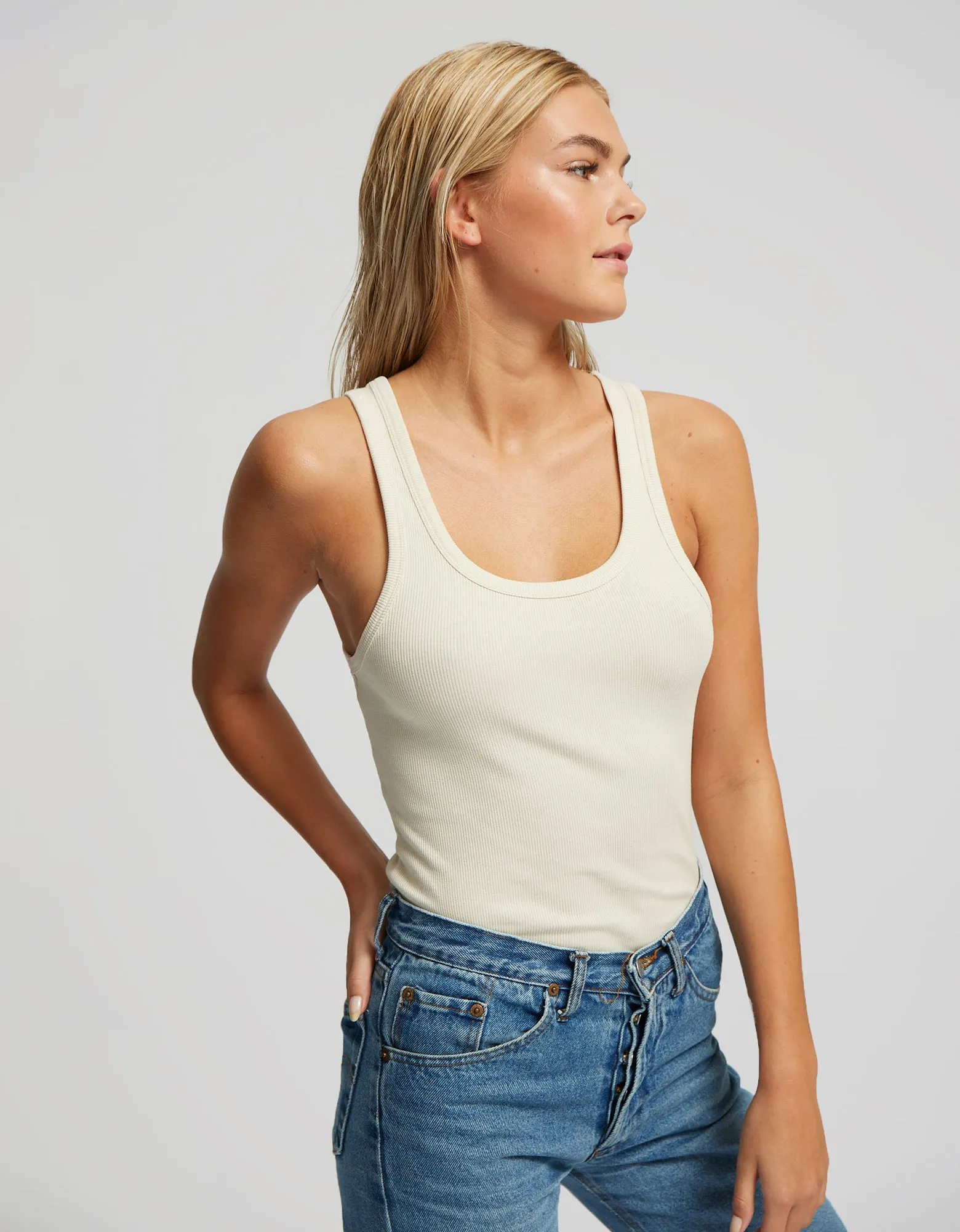 Women Organic Rib Tank Top - Kelly Green