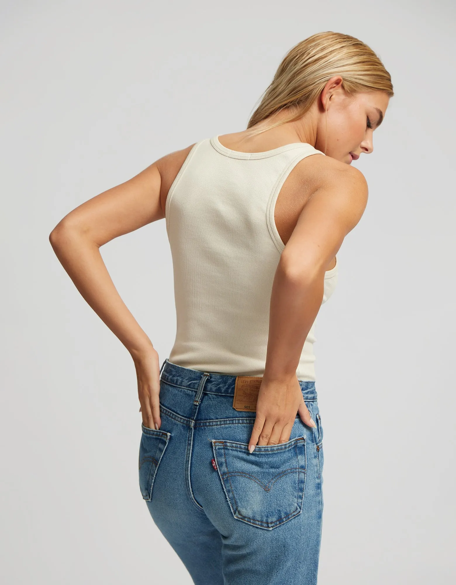 Women Organic Rib Tank Top - Kelly Green