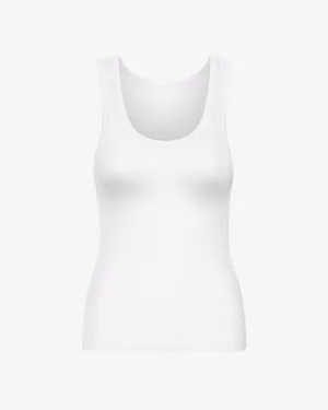 Women Organic Rib Tank Top - Optical White