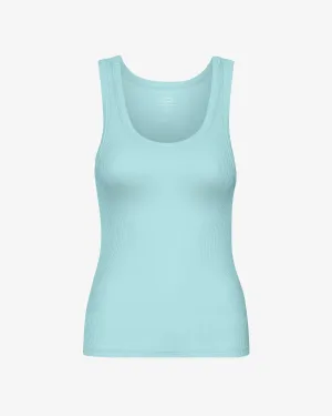 Women Organic Rib Tank Top - Teal Blue