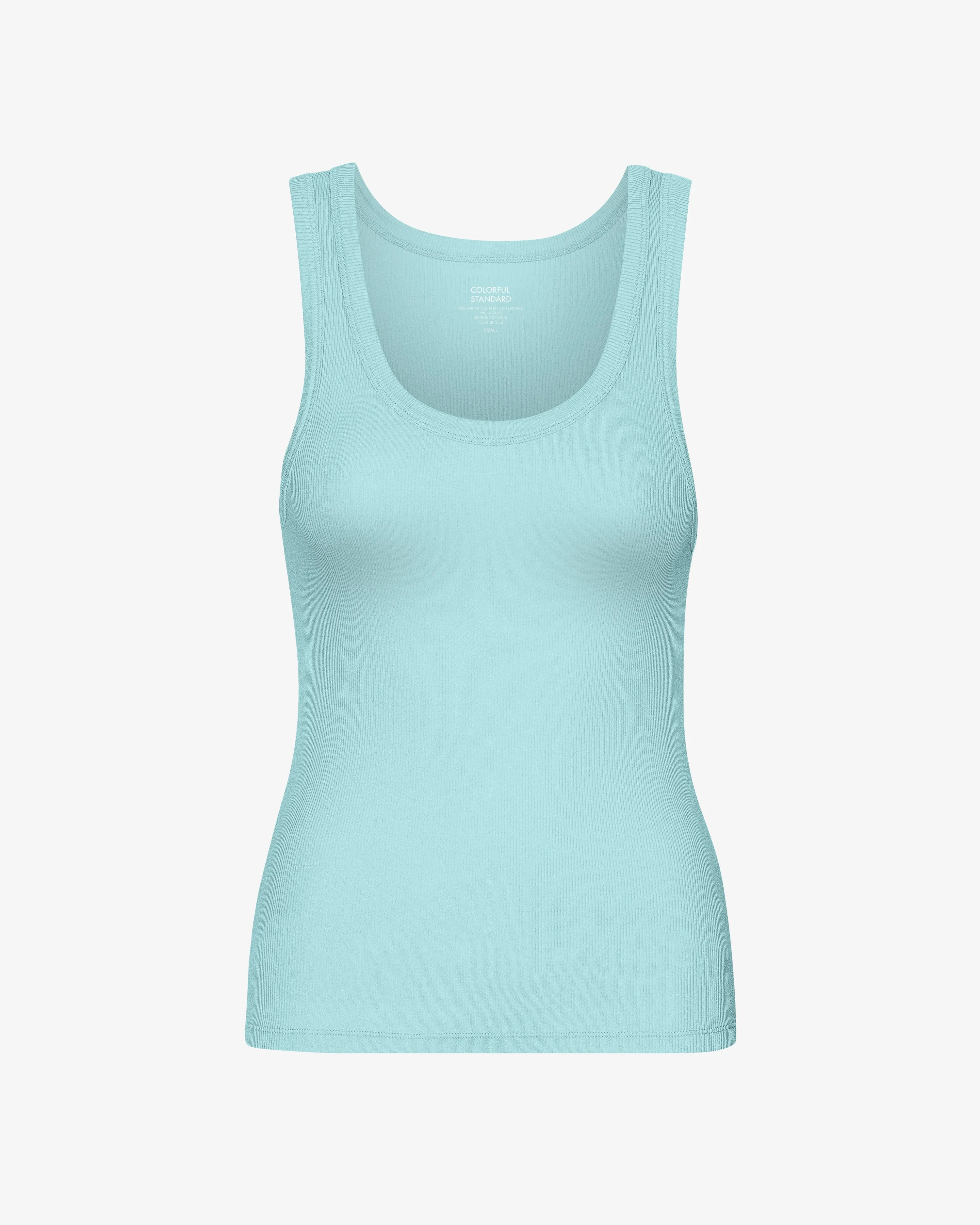 Women Organic Rib Tank Top - Teal Blue