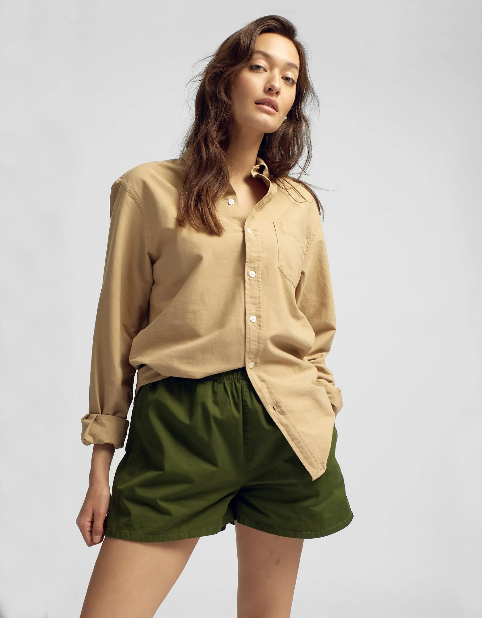 Women Organic Twill Shorts - Ivory White
