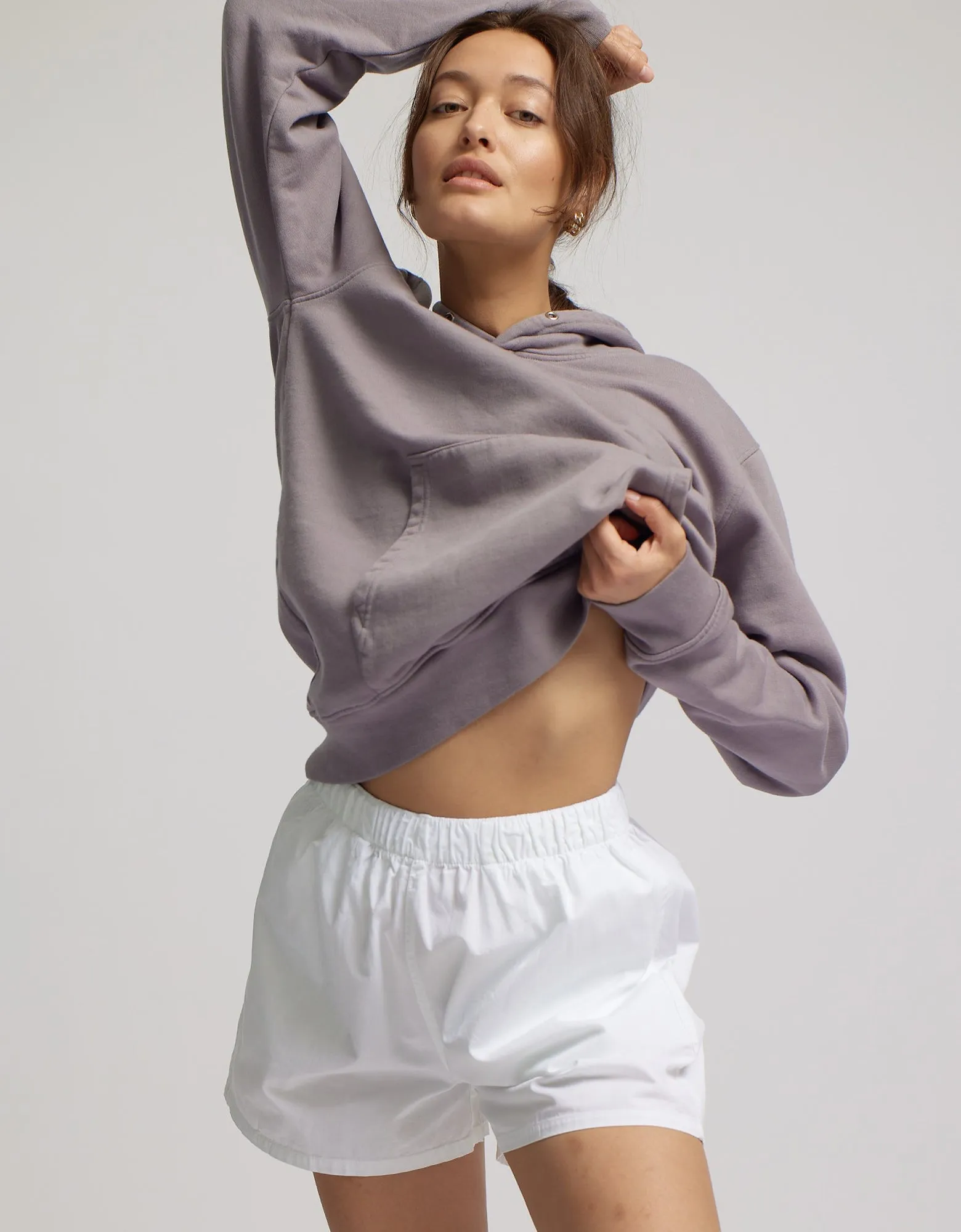 Women Organic Twill Shorts - Lava Grey