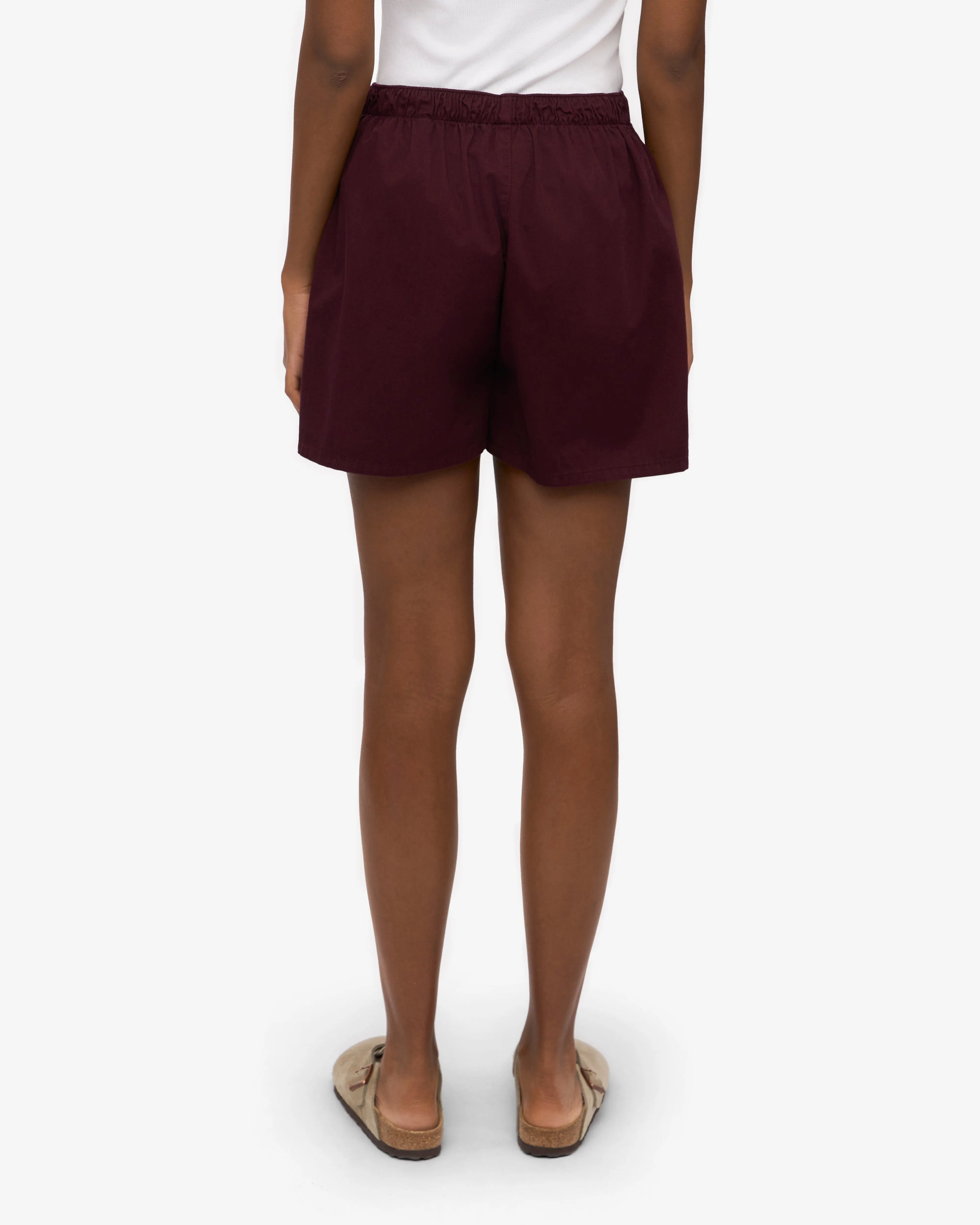 Women Organic Twill Shorts - Oxblood Red
