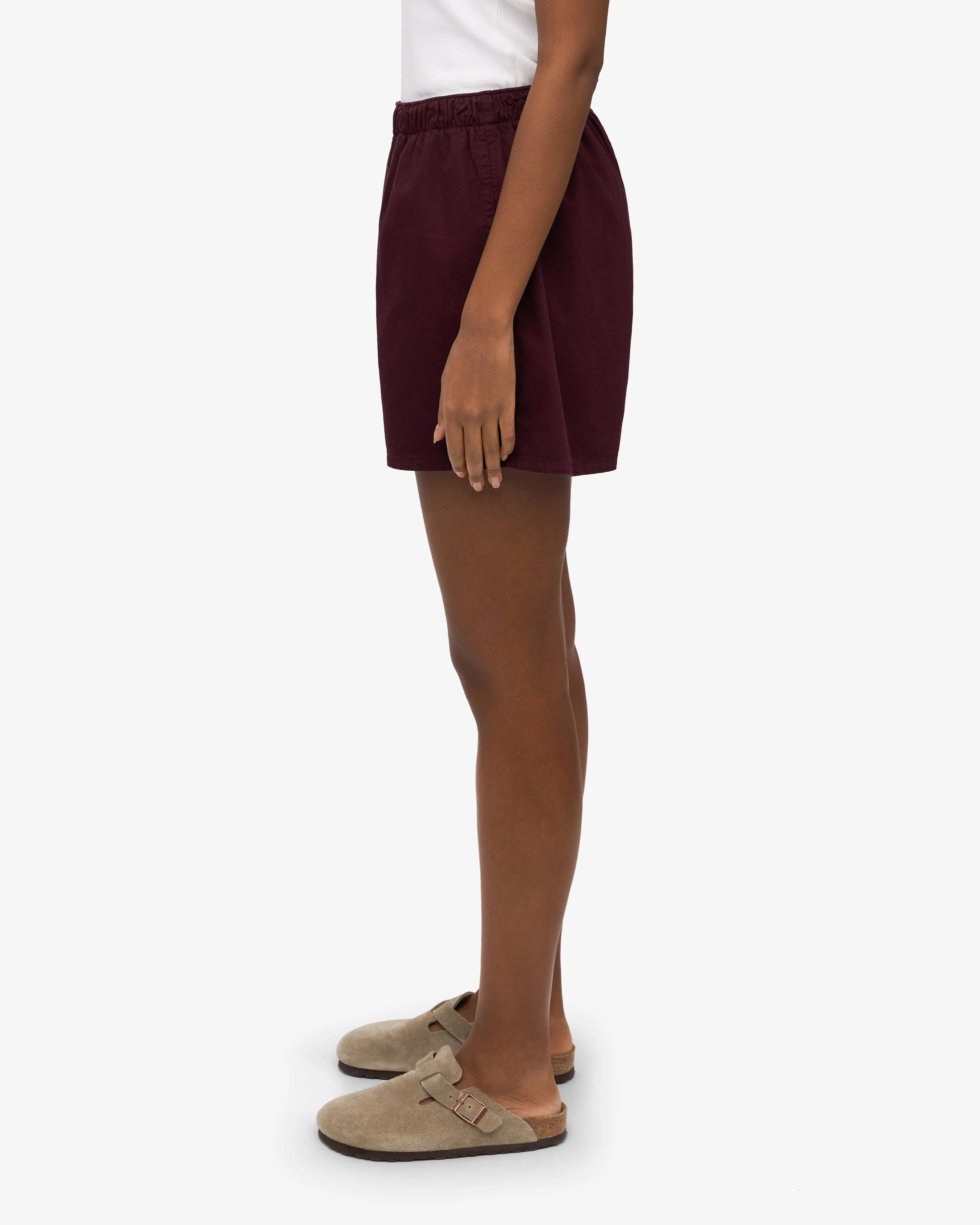 Women Organic Twill Shorts - Oxblood Red