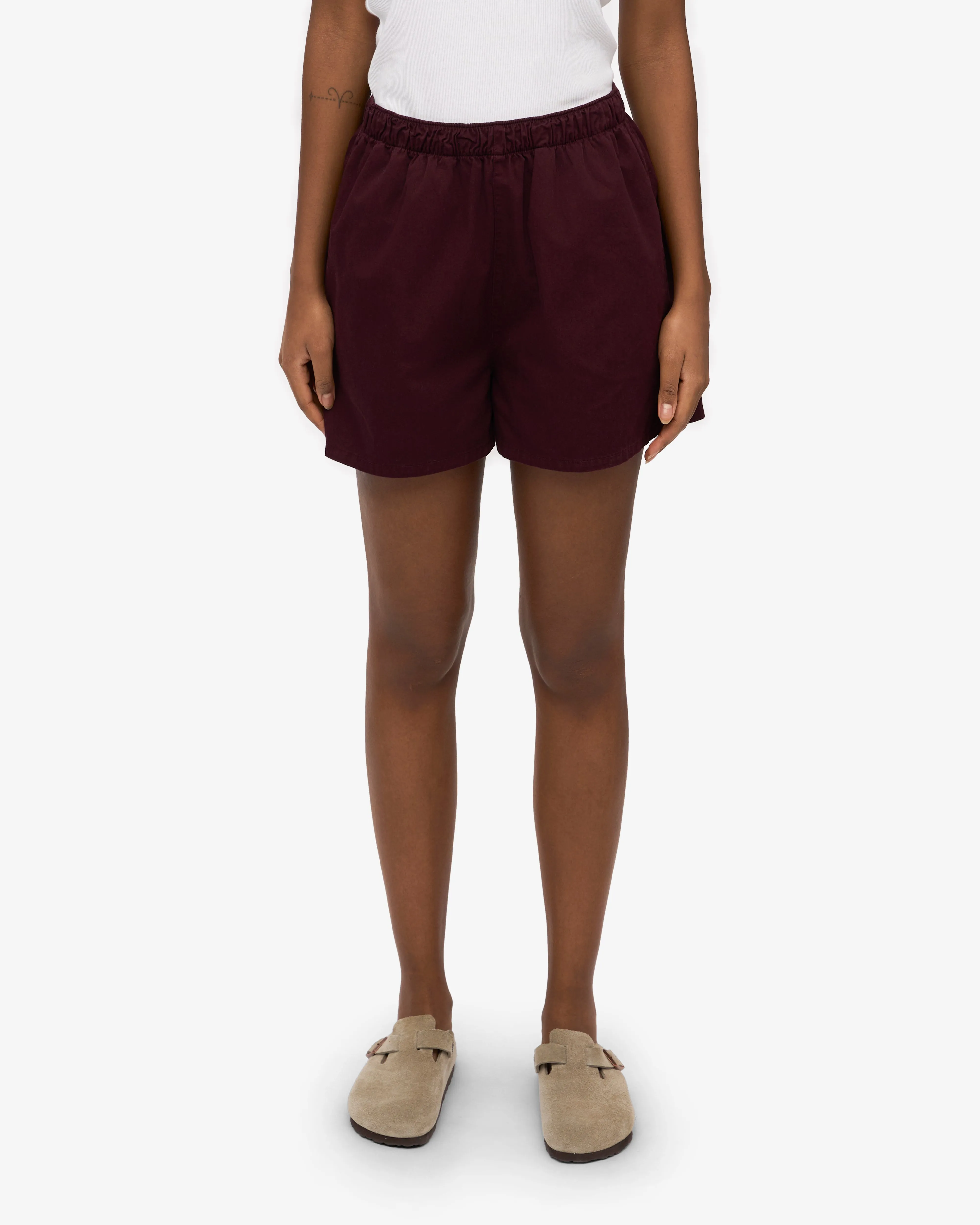 Women Organic Twill Shorts - Oxblood Red