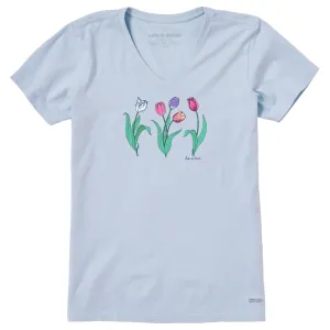 Women's 3 Genuine Tulips Short Sleeve Crusher Vee Life is Good