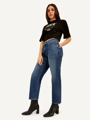 Women's 94 Blue Baggy Fit Mid Rise Jeans LEVI'S