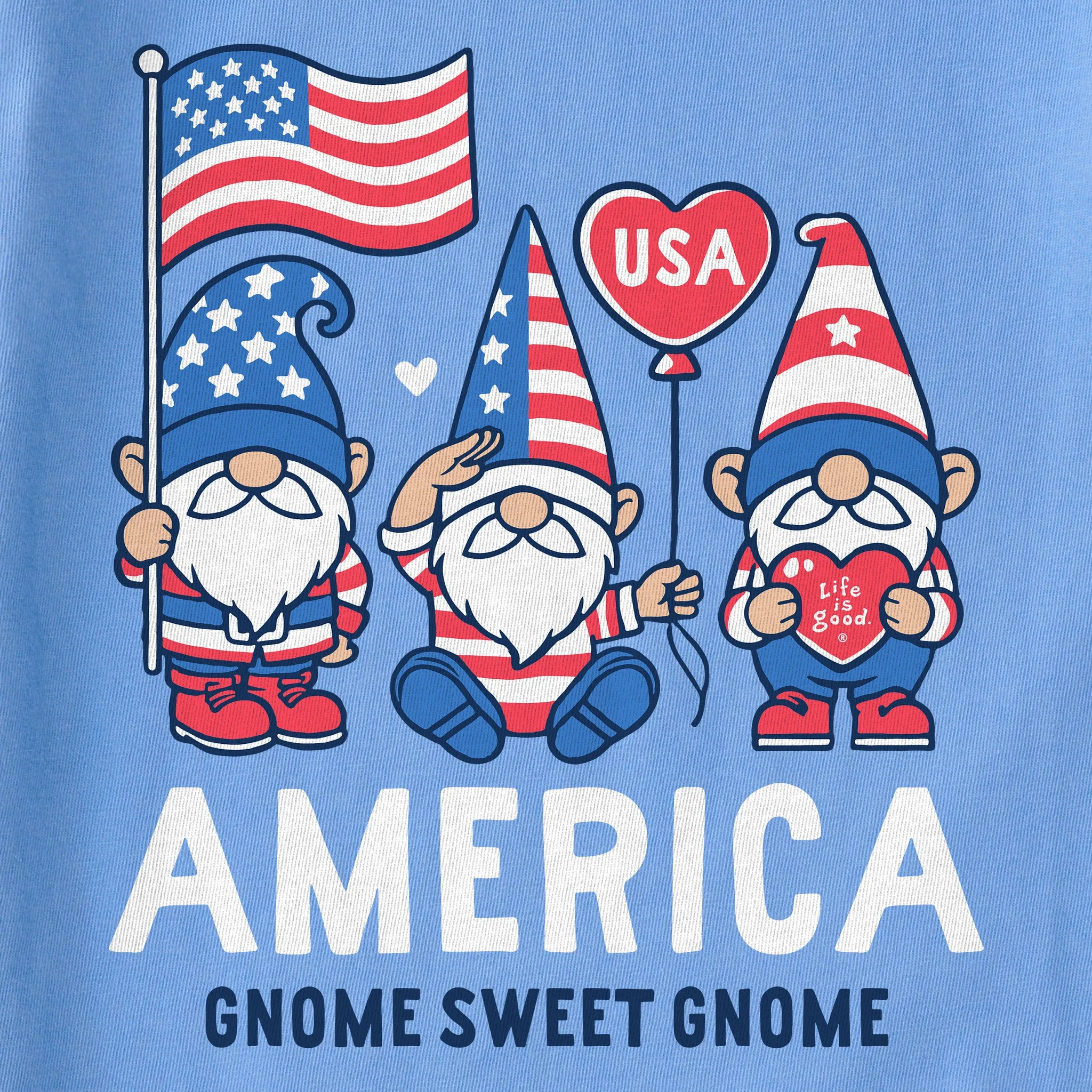Women's America Gnome Sweet Gnome Short Sleeve Crusher Tee Life is Good