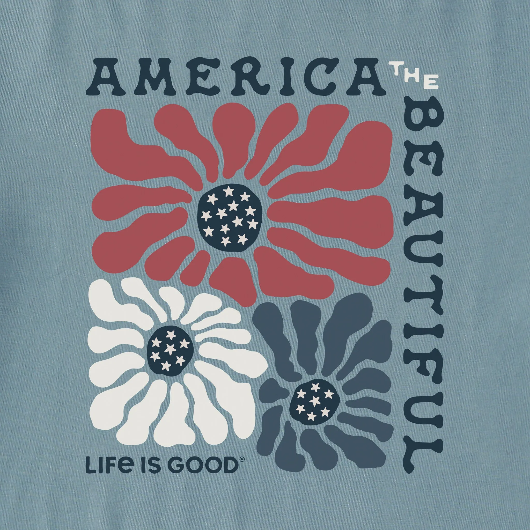 Women's America the Beautiful Flowers Short Sleeve Crusher Tee Life is Good