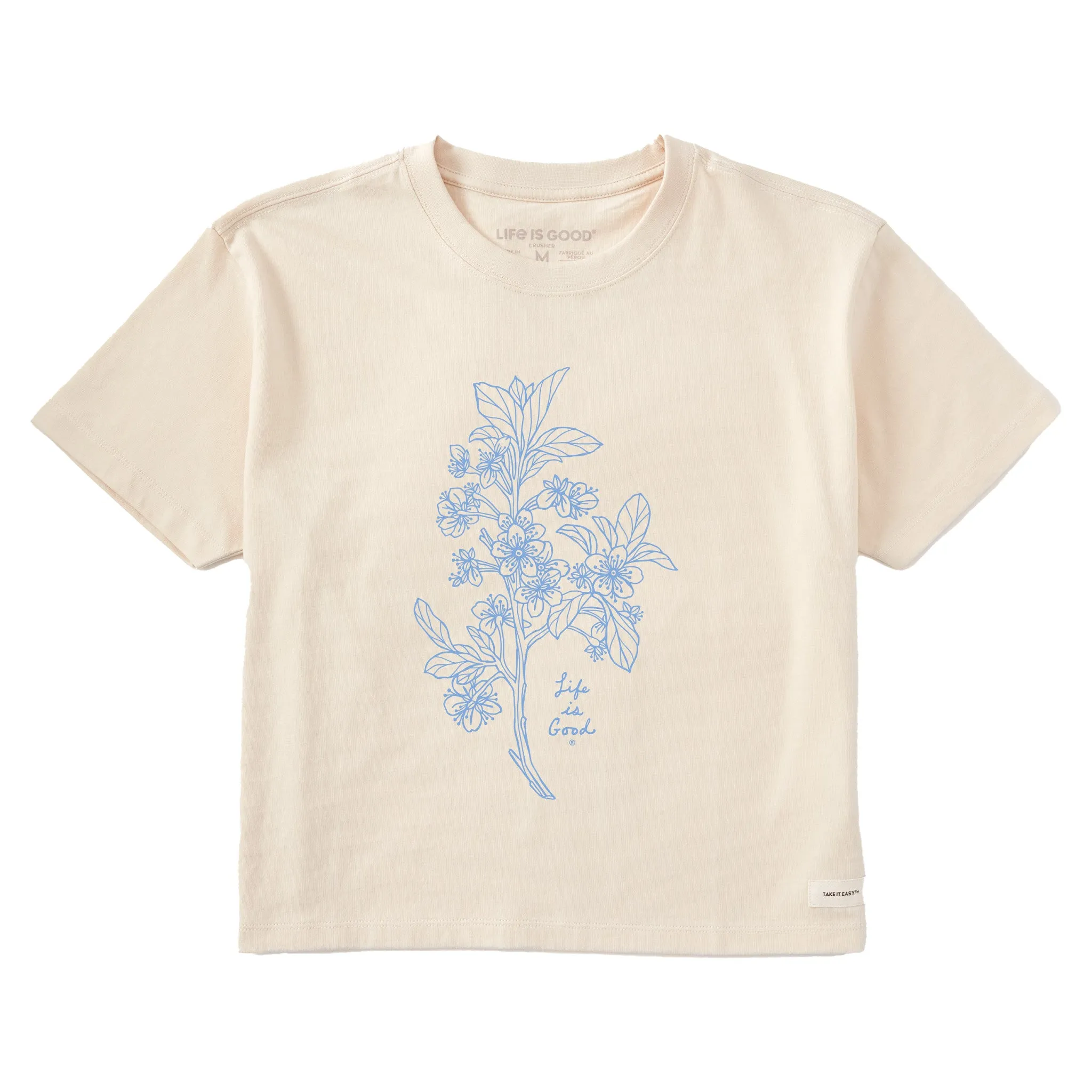 Women's Antique Plum Blossom Short Sleeve Crusher Boxy Tee Life is Good