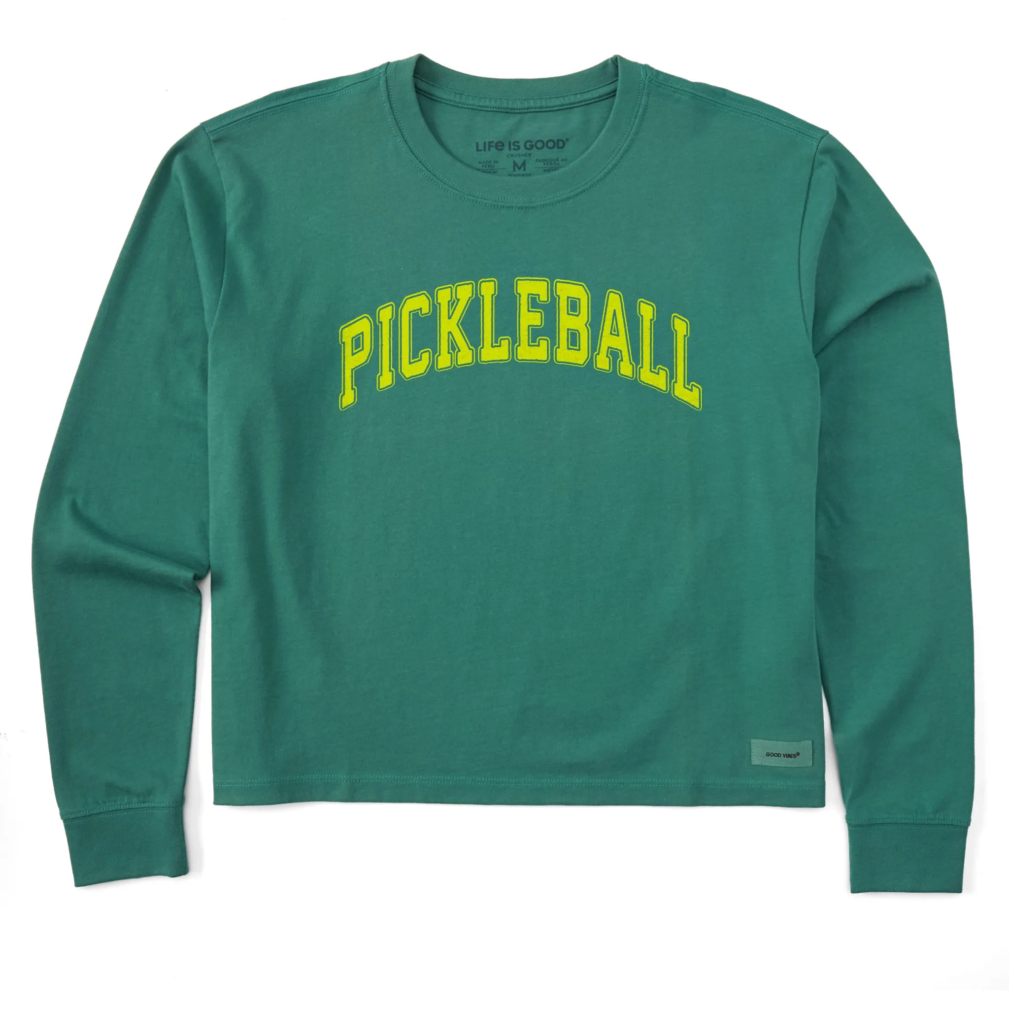 Women's Athletic Pickleball Long Sleeve Crusher Boxy Tee Life is Good