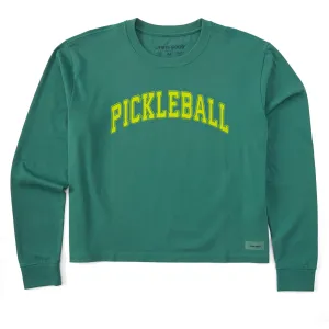 Women's Athletic Pickleball Long Sleeve Crusher Boxy Tee Life is Good