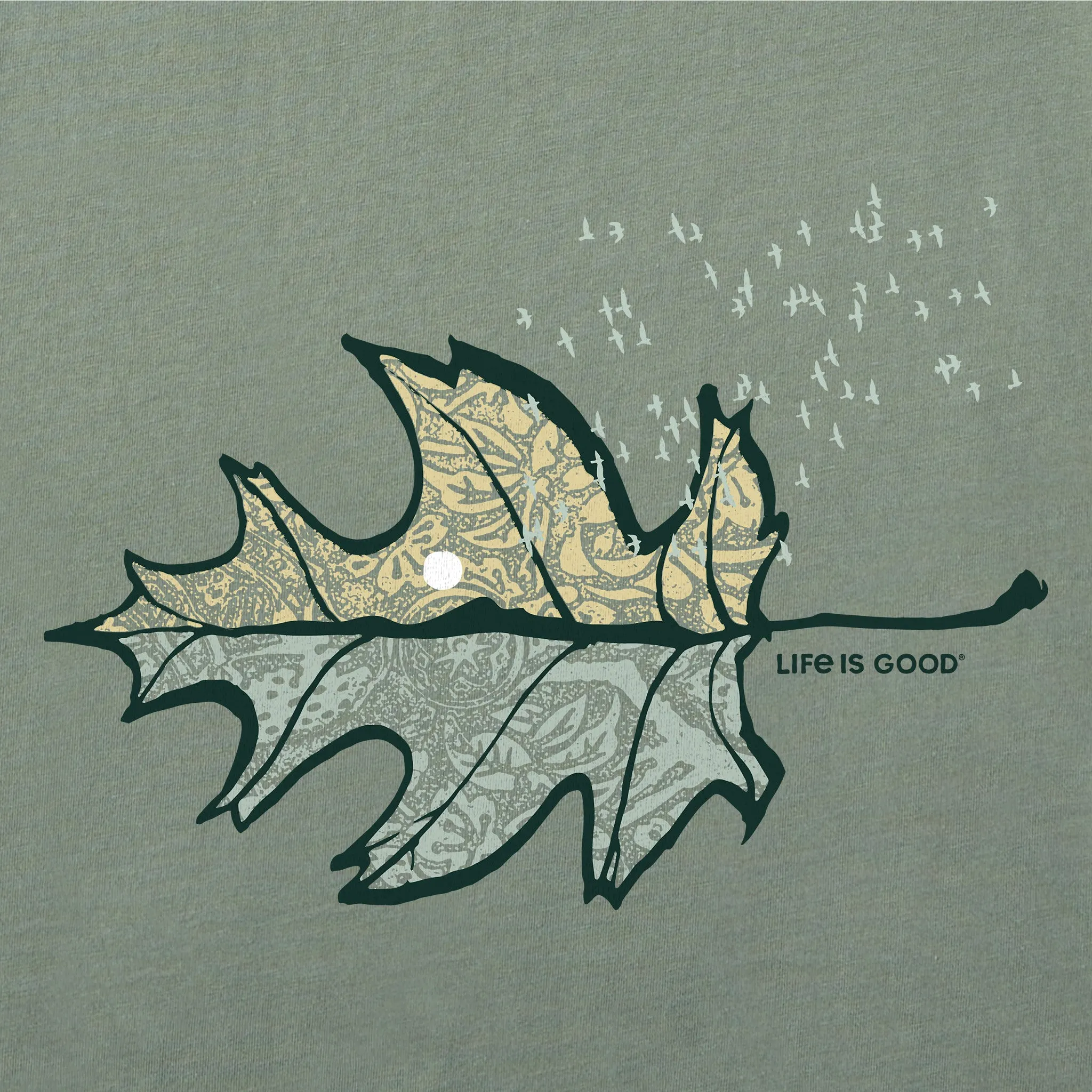 Women's Autumn Leafscape Long Sleeve Crusher Vee Life is Good