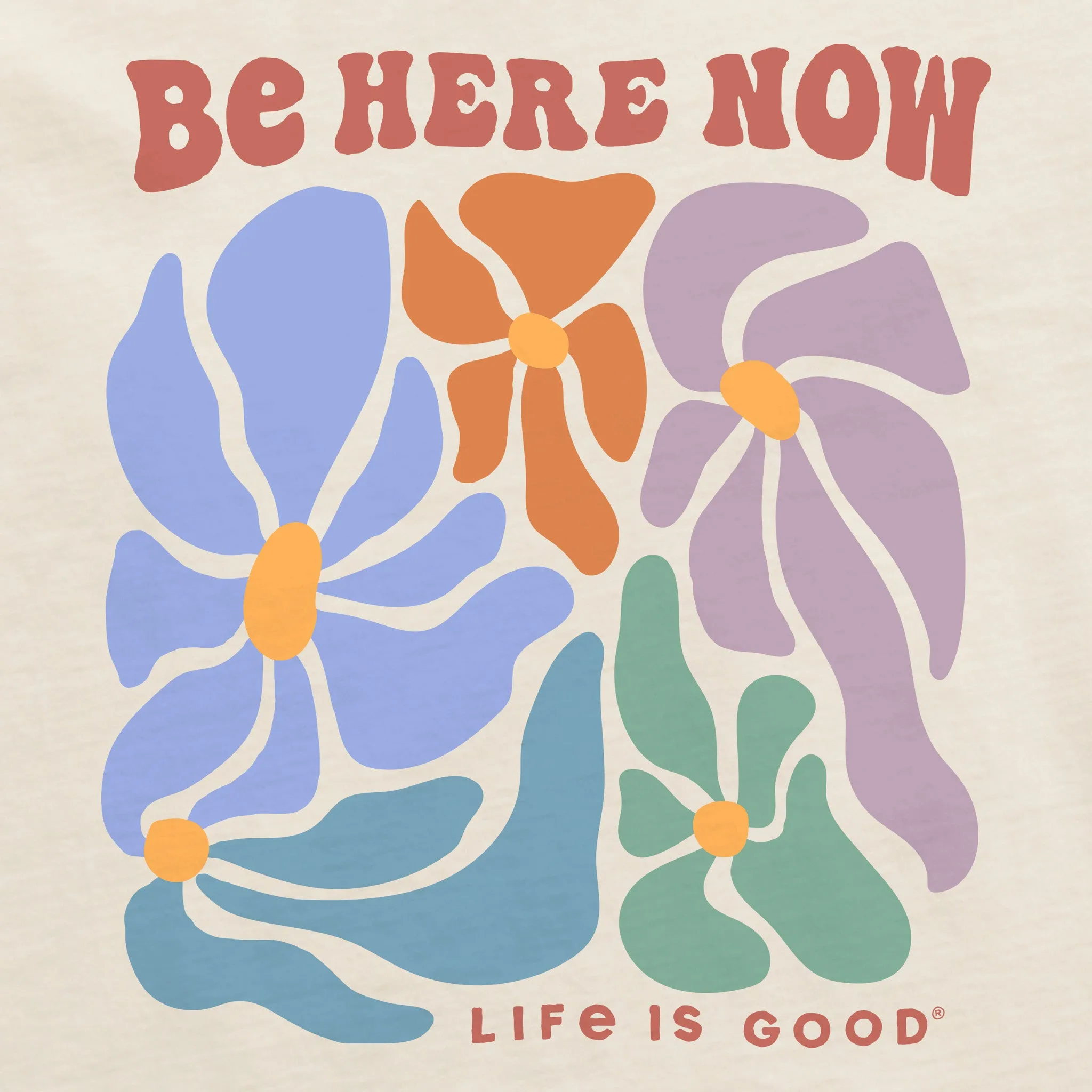 Women's Be Here Now Flowers Long Sleeve Crusher Boxy Tee Life is Good