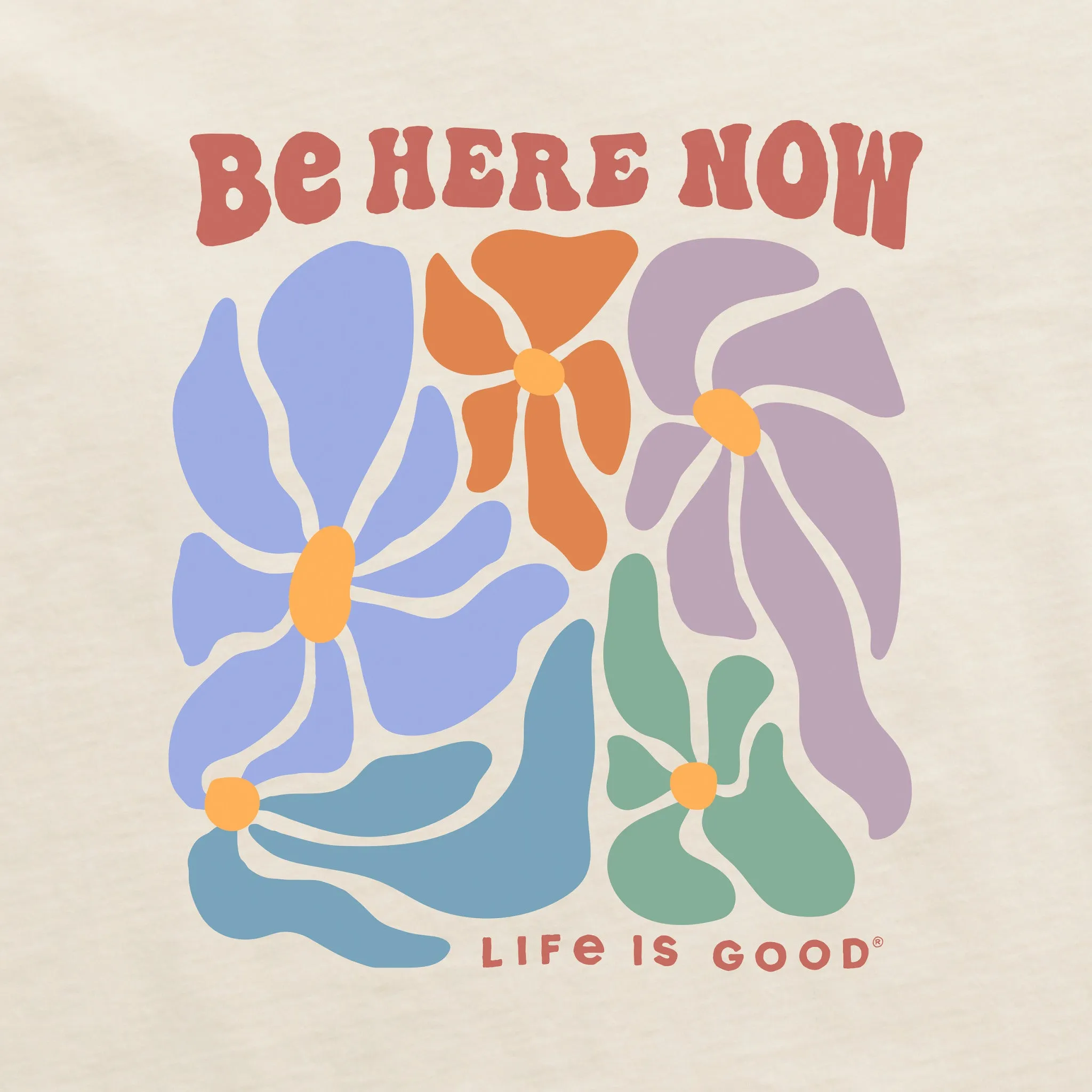 Women's Be Here Now Flowers Long Sleeve Crusher Boxy Tee Life is Good