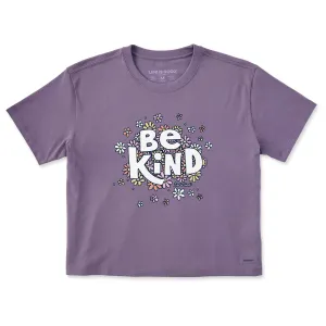 Women's Be Kind Flower Lines Short Sleeve Crusher Boxy Tee Life is Good