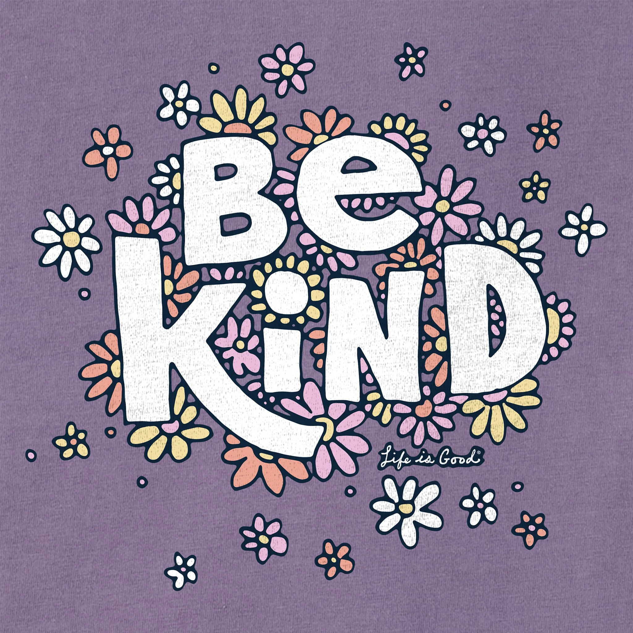Women's Be Kind Flower Lines Short Sleeve Crusher Boxy Tee Life is Good