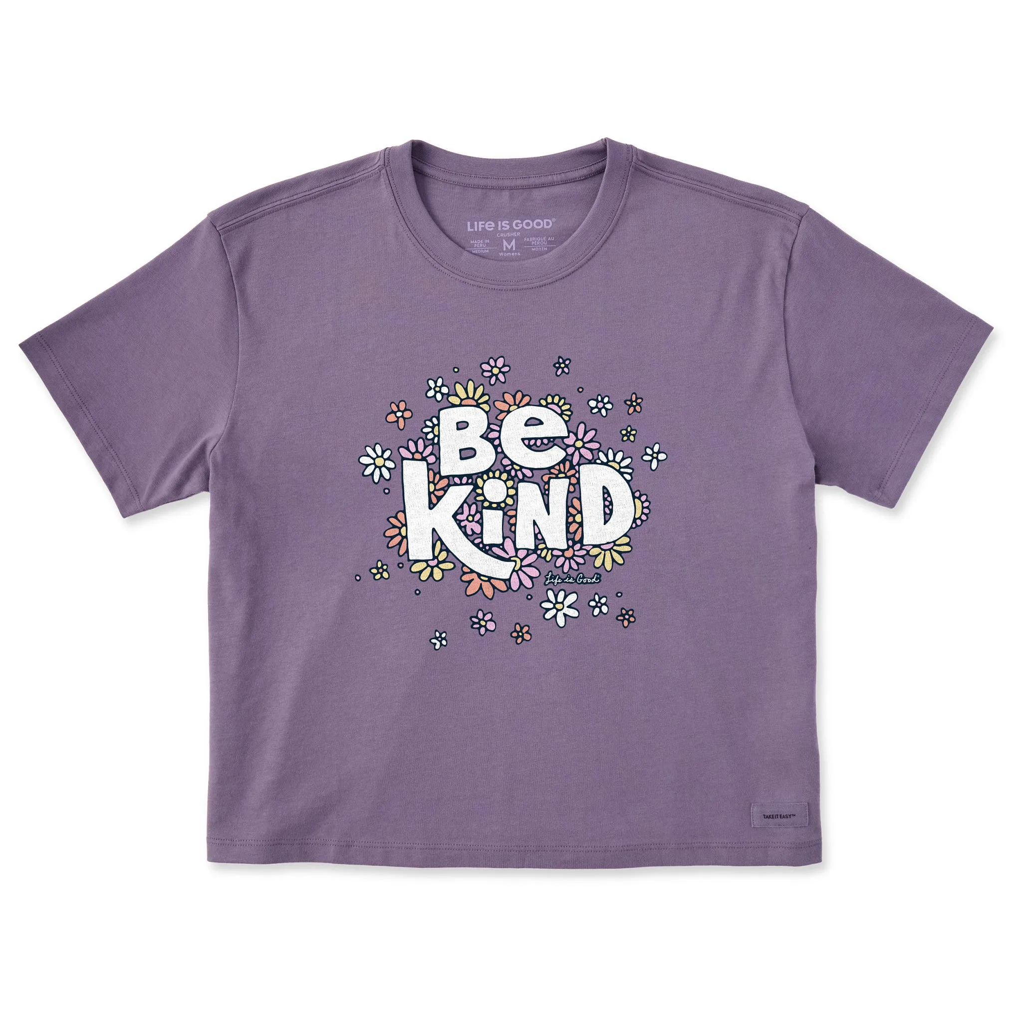 Women's Be Kind Flower Lines Short Sleeve Crusher Boxy Tee Life is Good