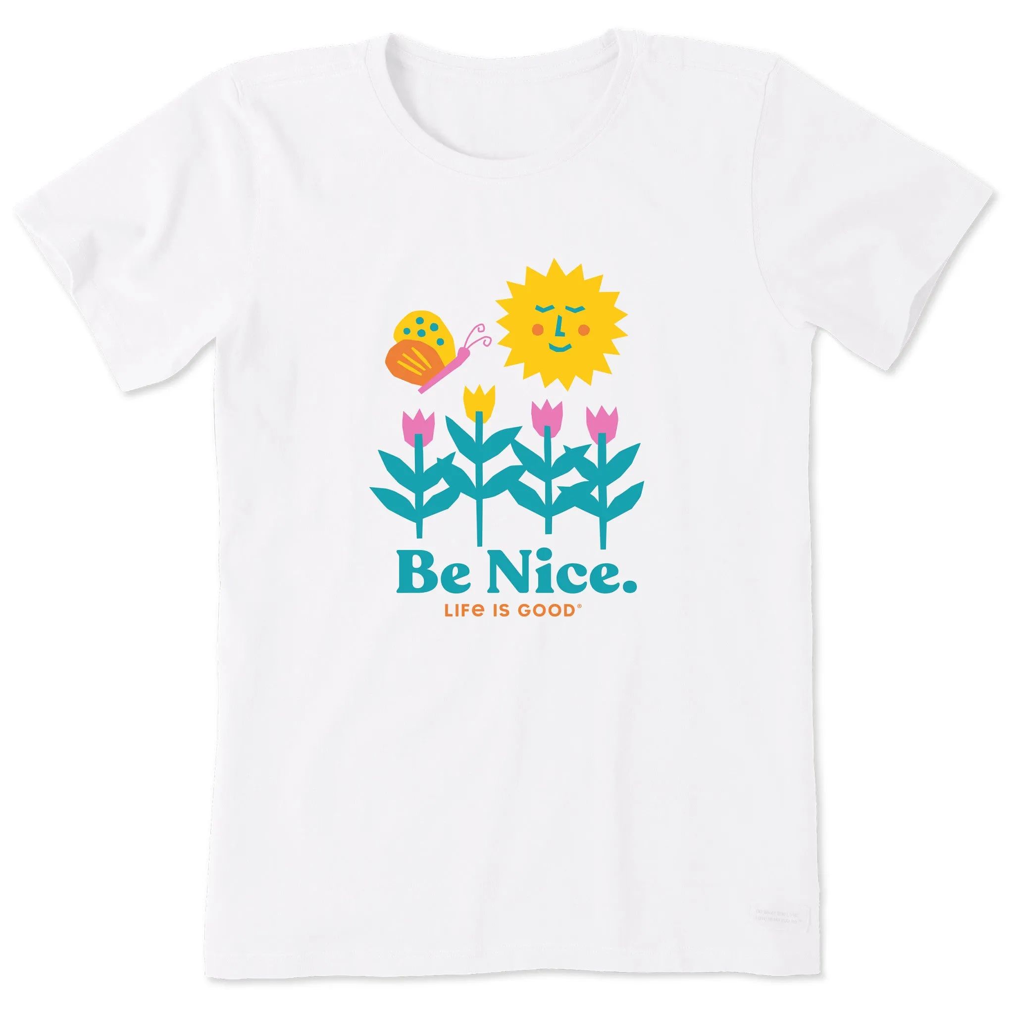 Women's Be Nice Flowers Short Sleeve Crusher Tee Life is Good